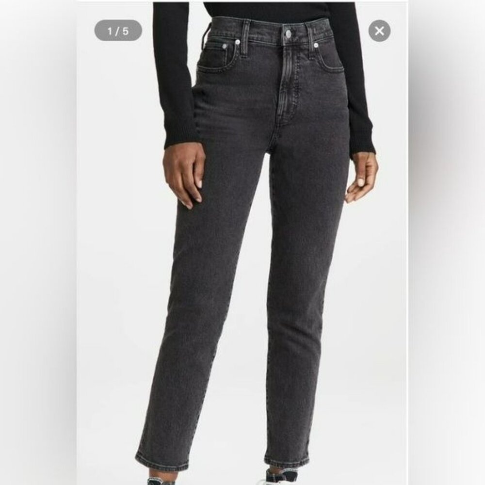 Madewell Perfect Vintage Jean Womens 29 Gray High-Waisted Straight-Leg Denim Pan